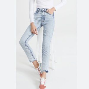 Mother The Swooner Rascal Ankle Jeans Signs and Symbols Light Acid Wash Size 26